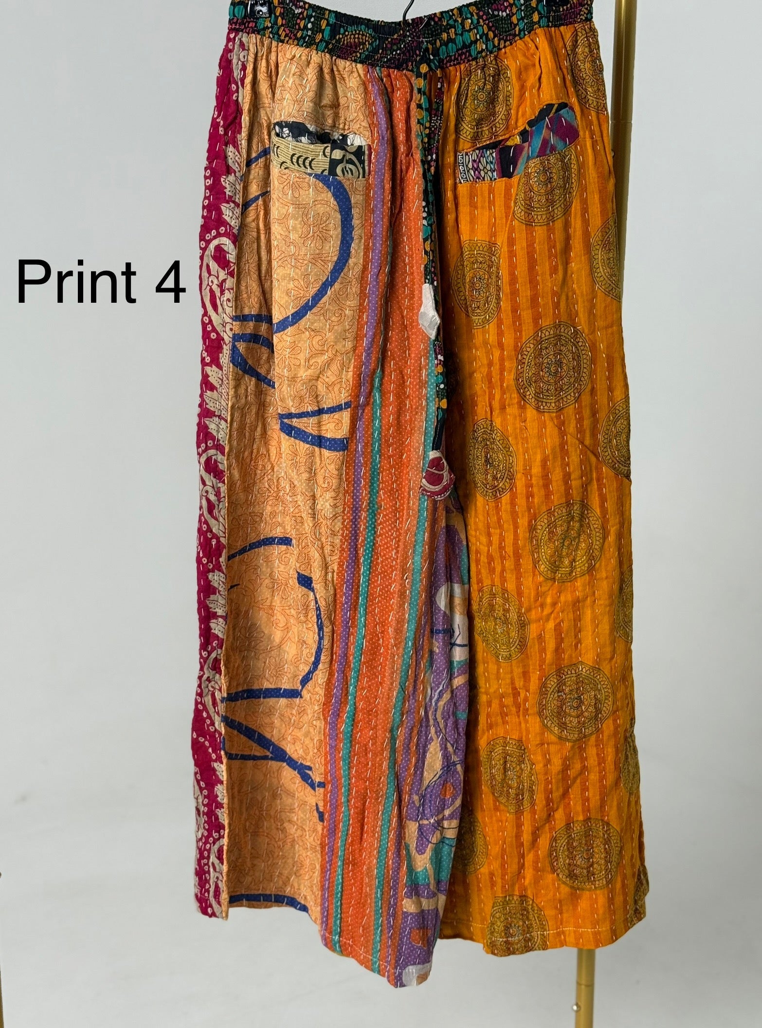Wide Leg Patchwork Pants