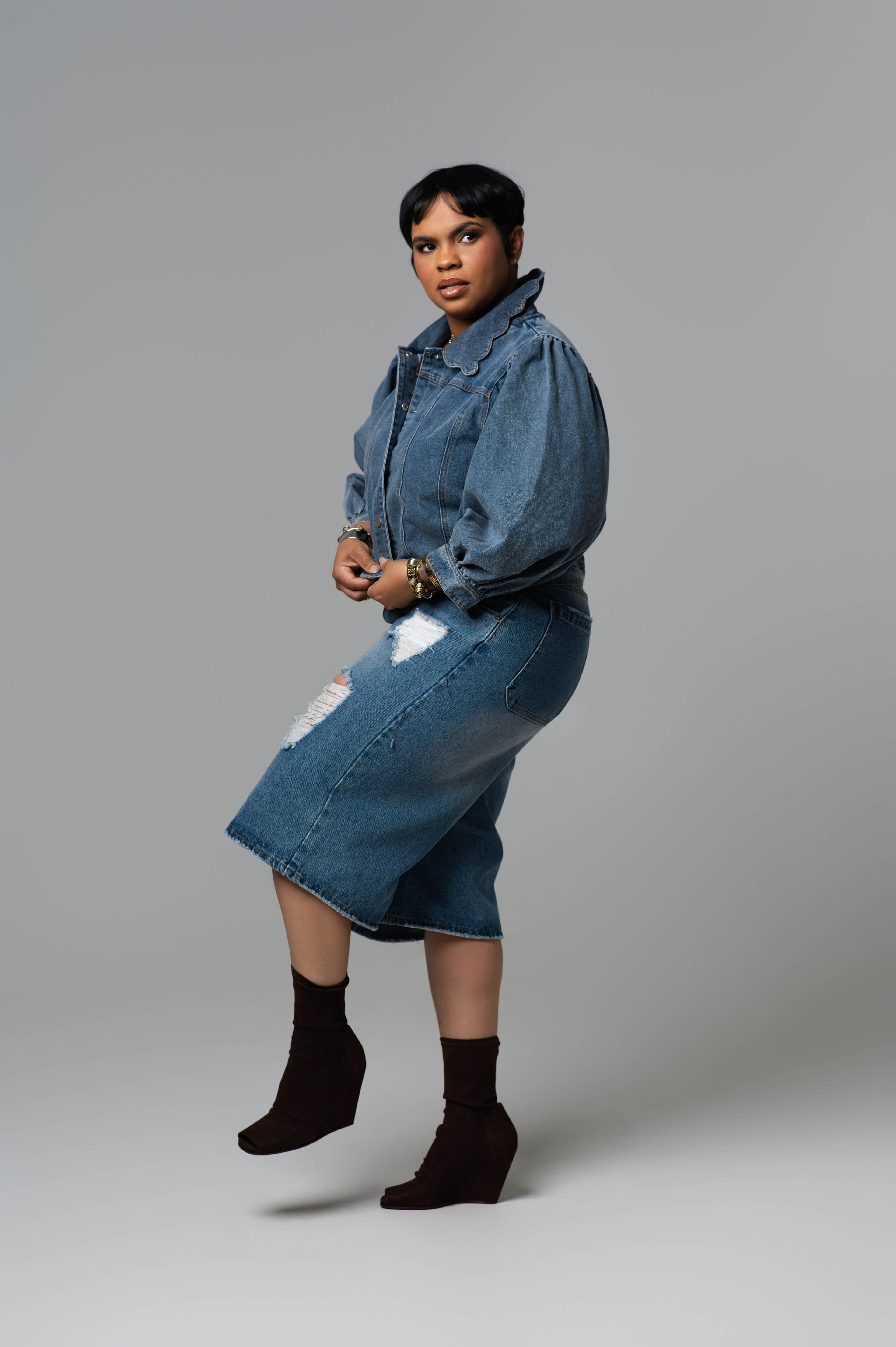 Baily Denim Mini Puff Jacket
