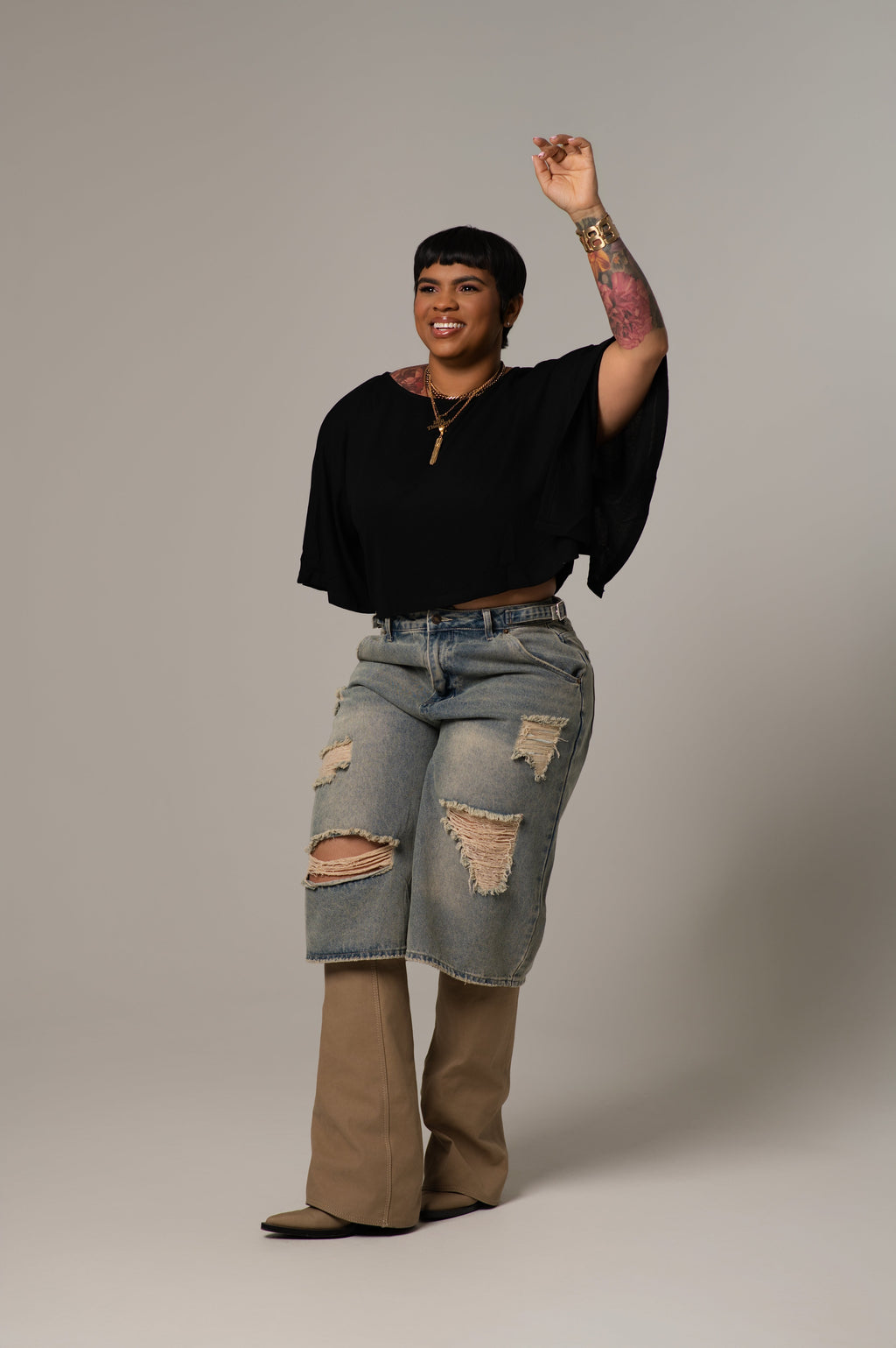 Cropped Cape Style Tee