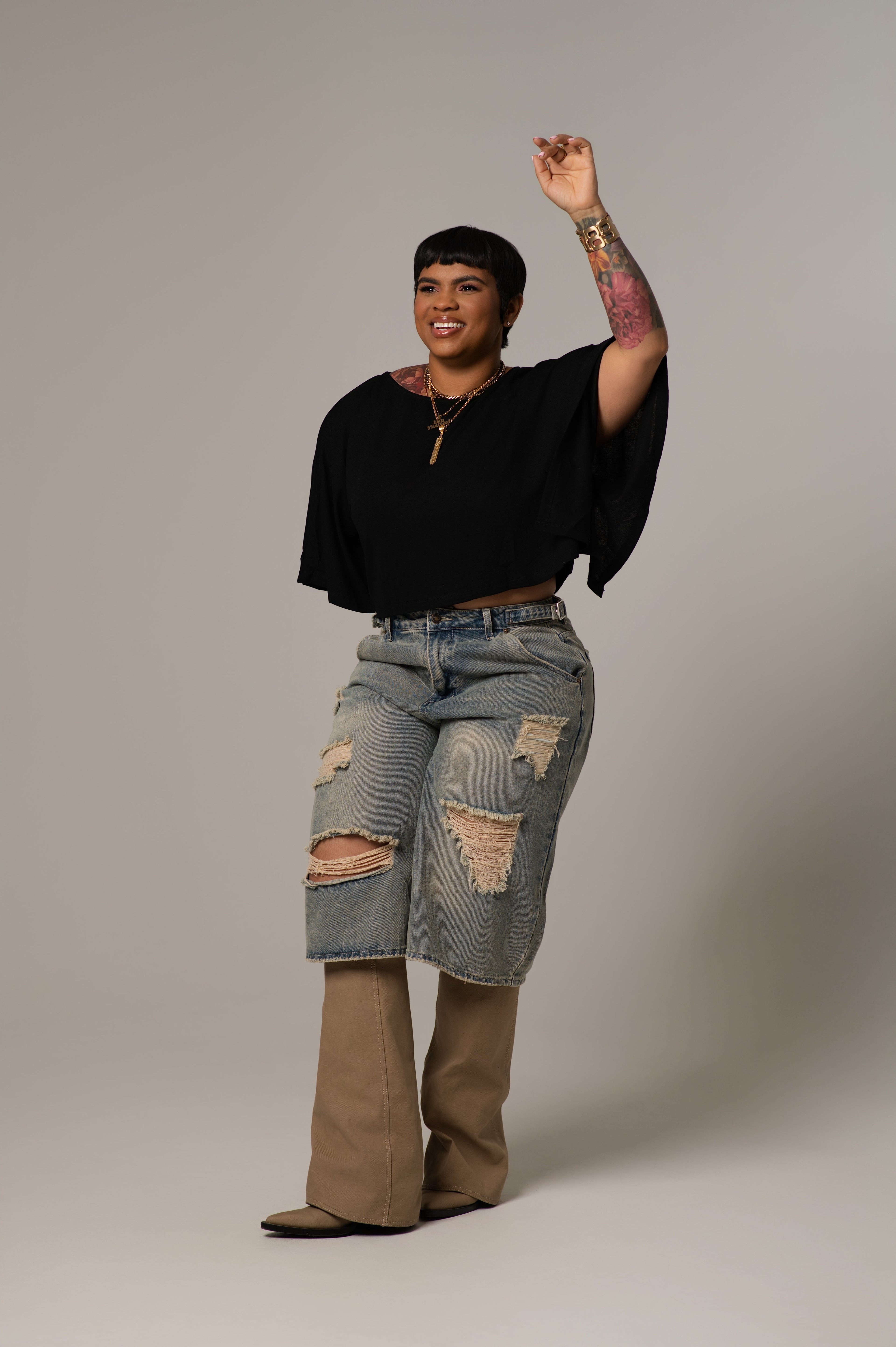 Cropped Cape Style Tee