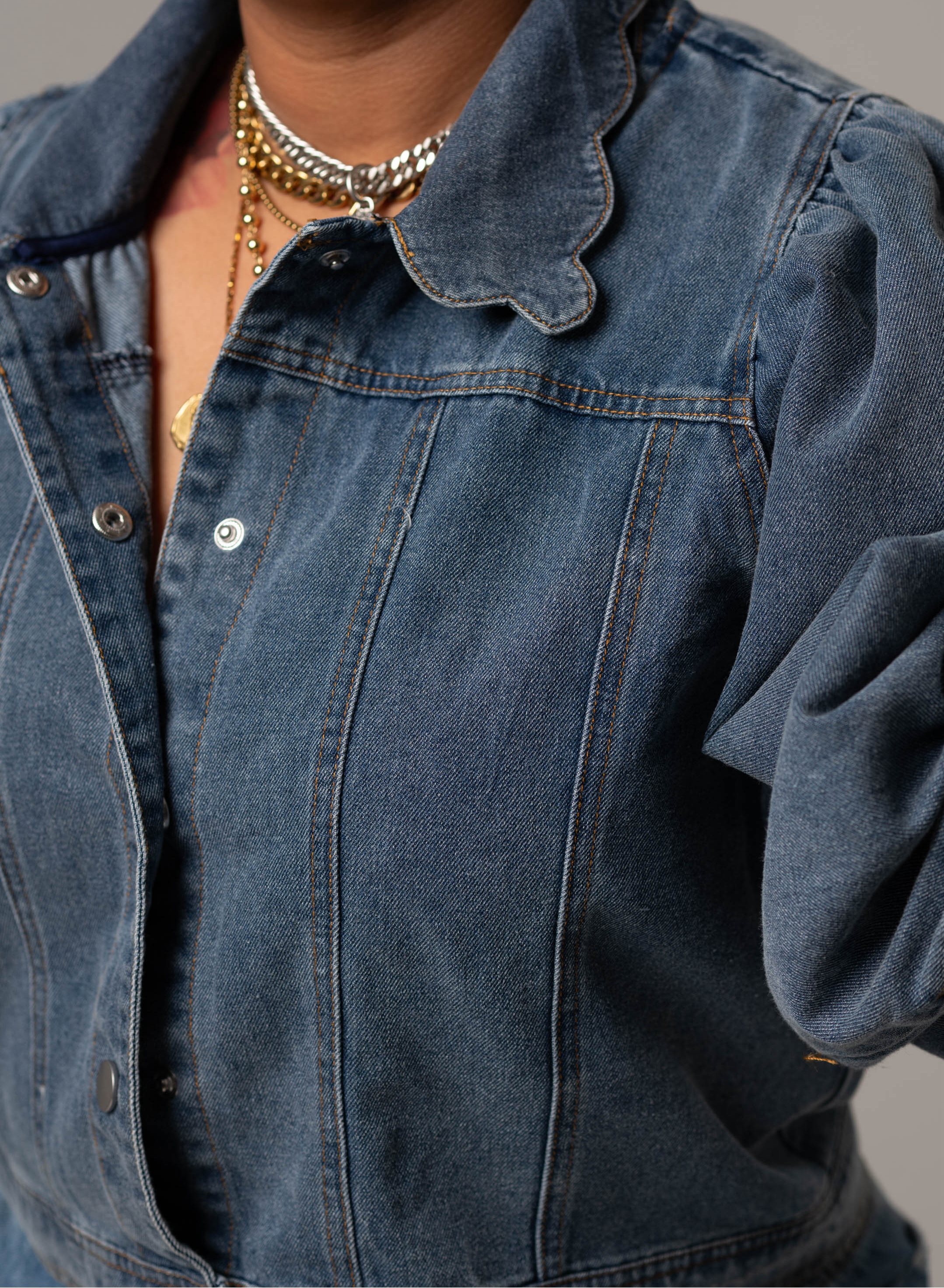 Baily Denim Mini Puff Jacket