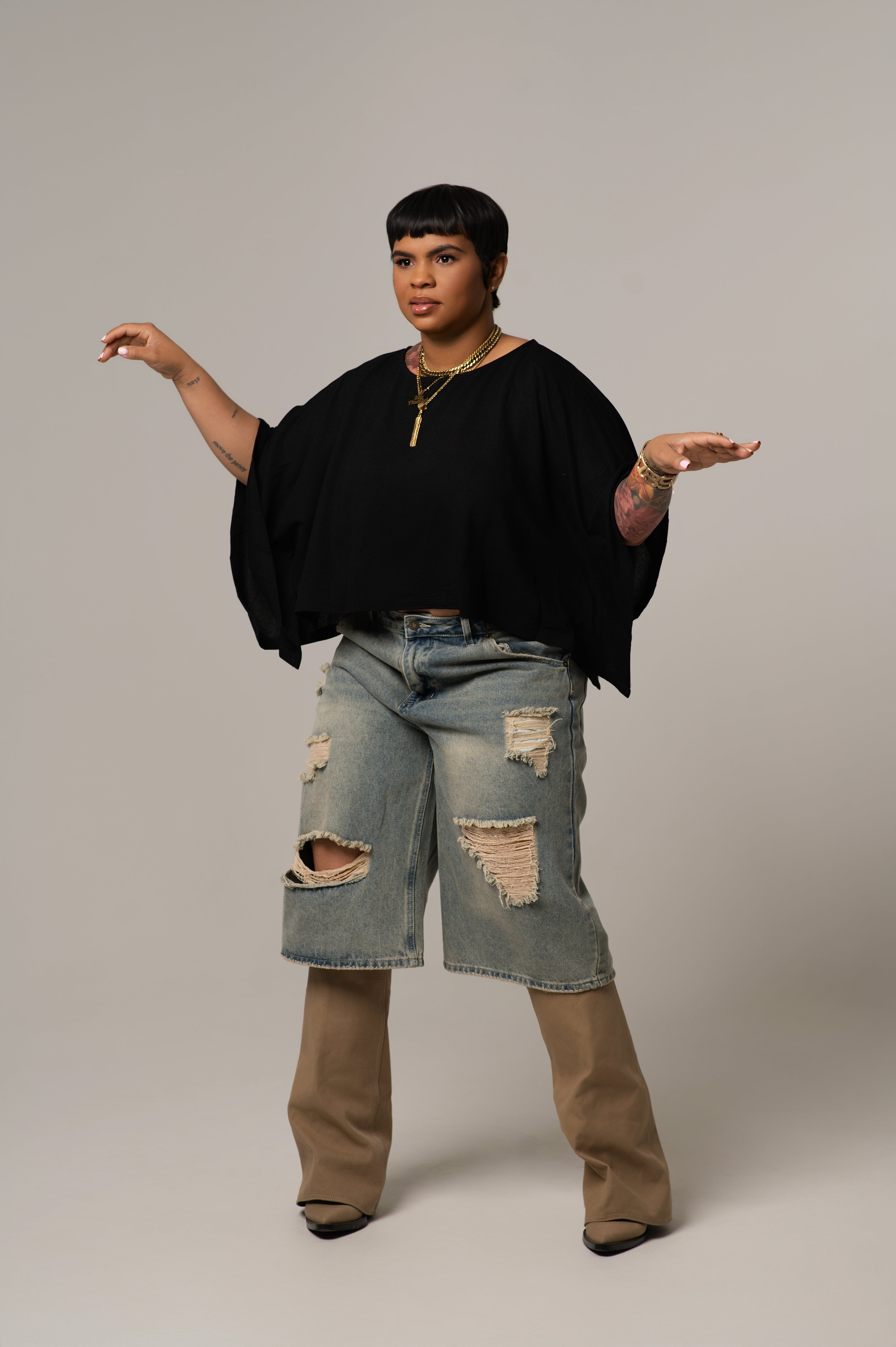 Cropped Cape Style Tee