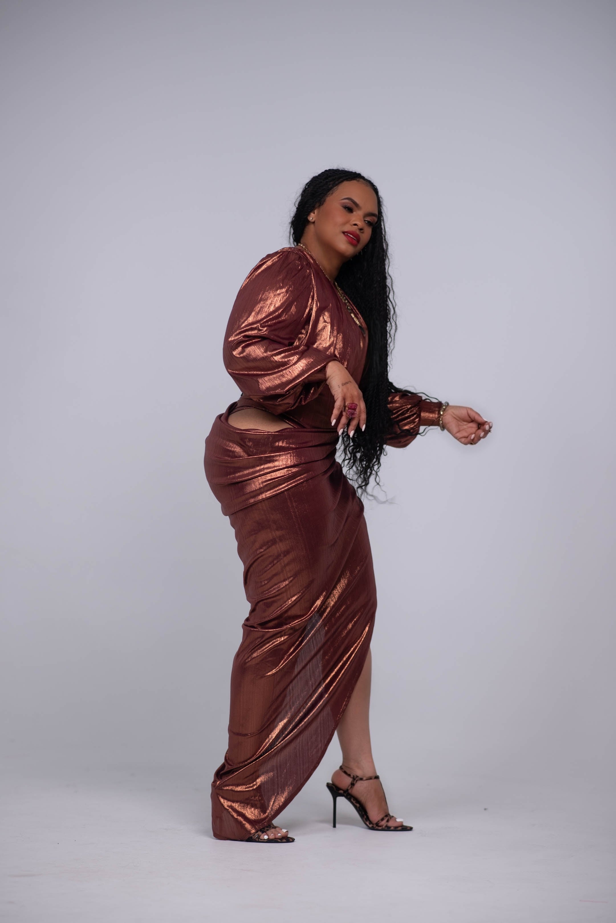 Zena Foil Bodysuit Dress