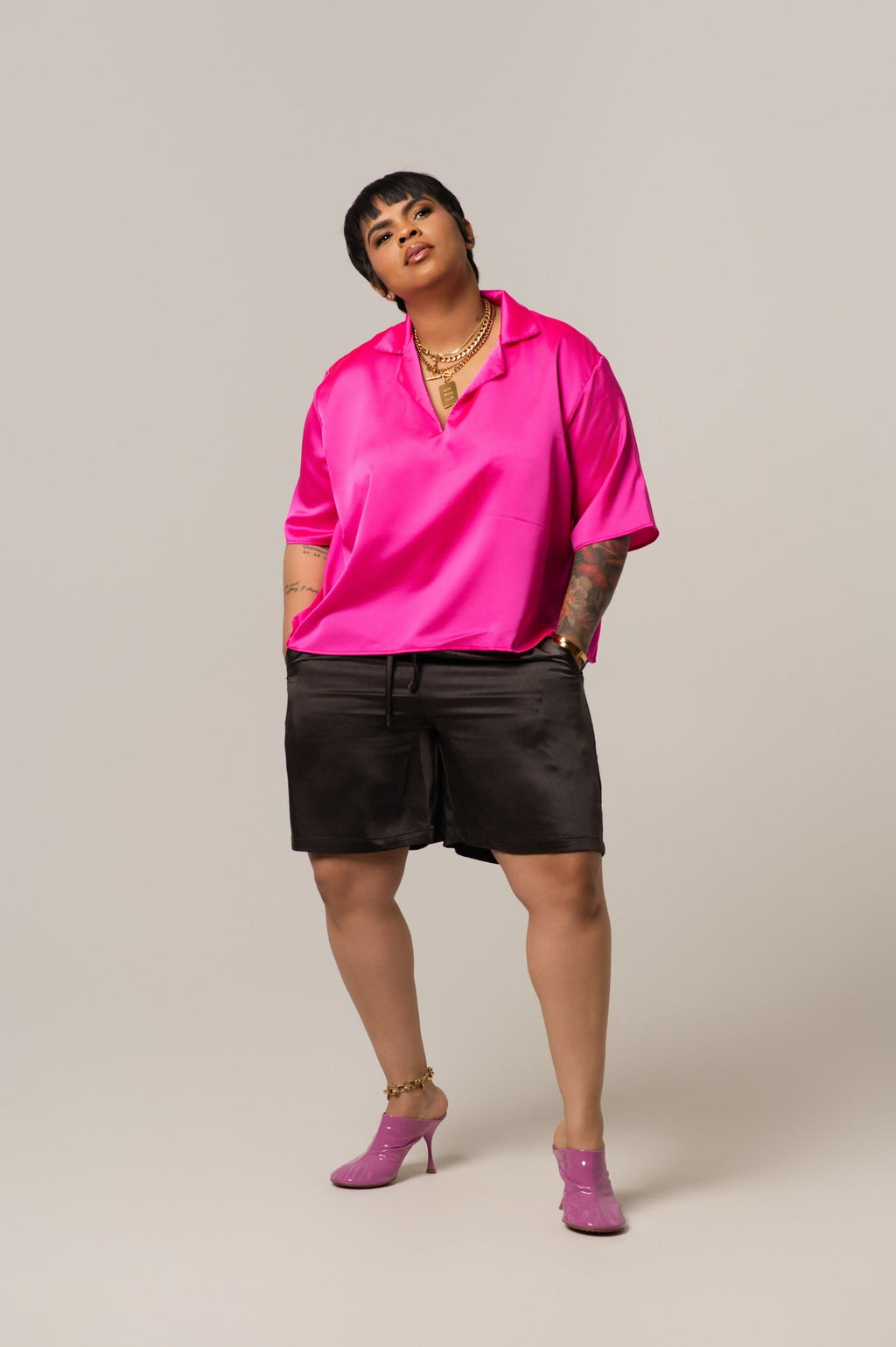 Che Chocolate Satin Shorts