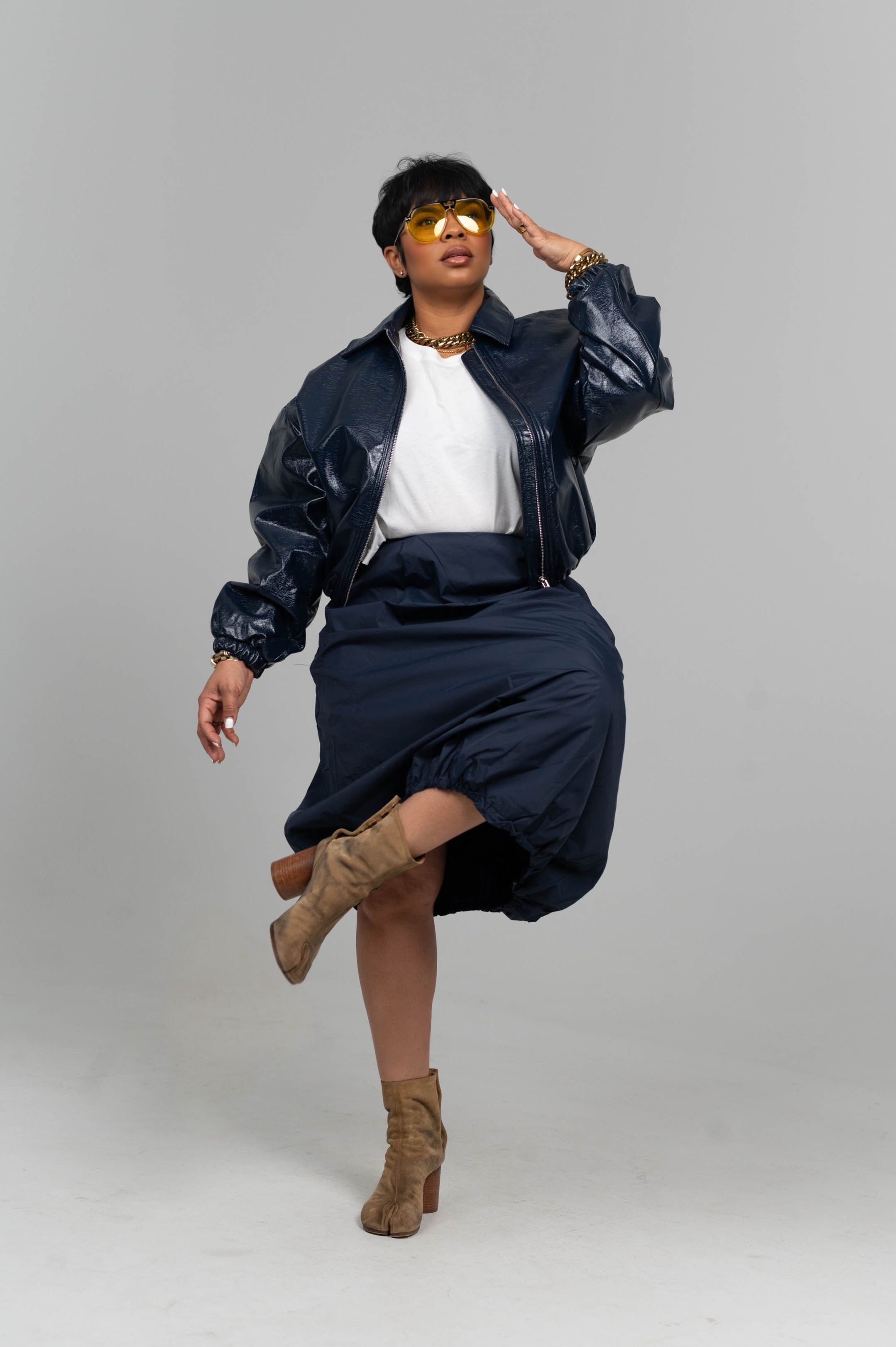Patent Leather Bomber Jacket