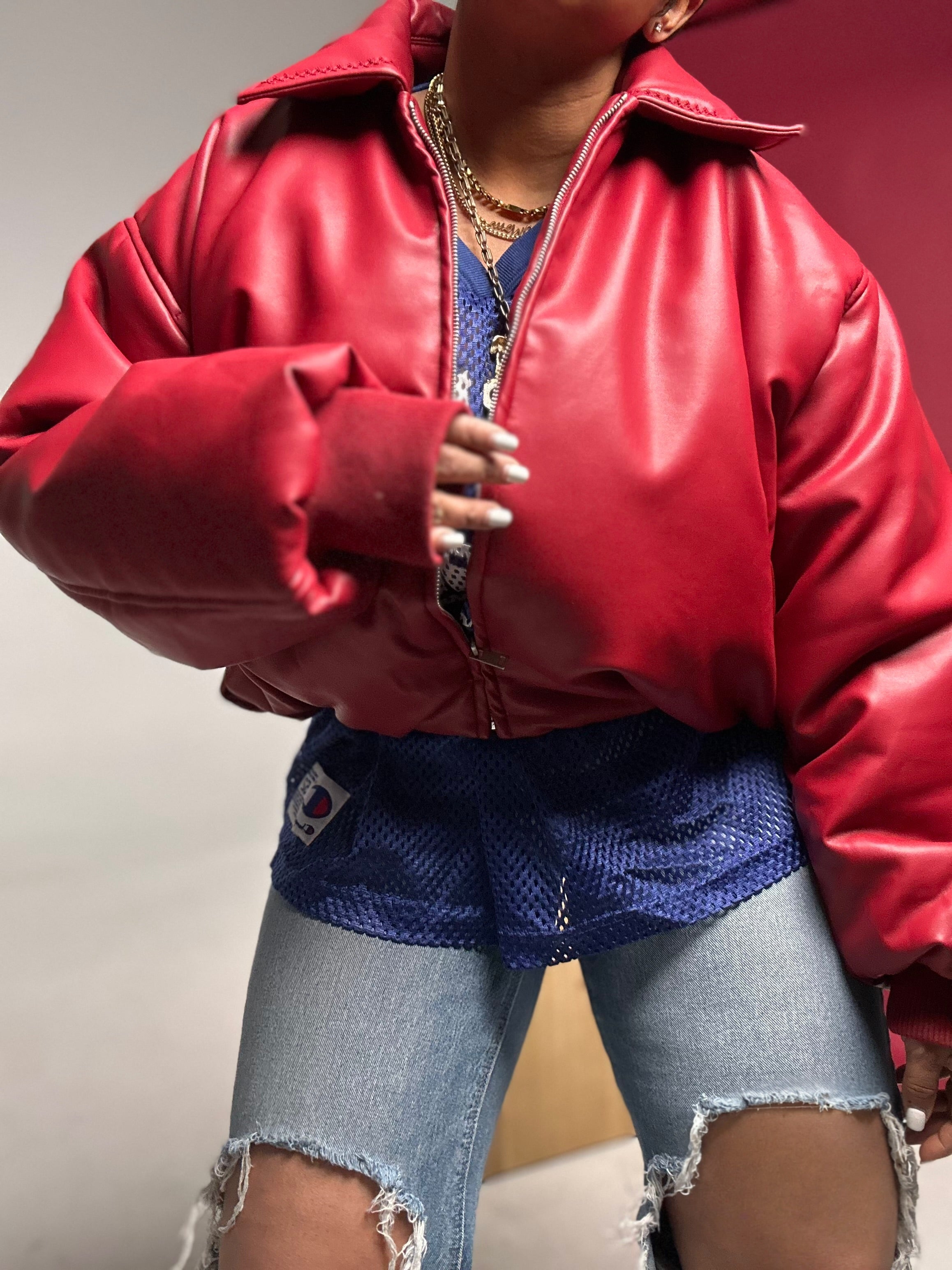 The Lover Vegan Leather Puffer Jacket