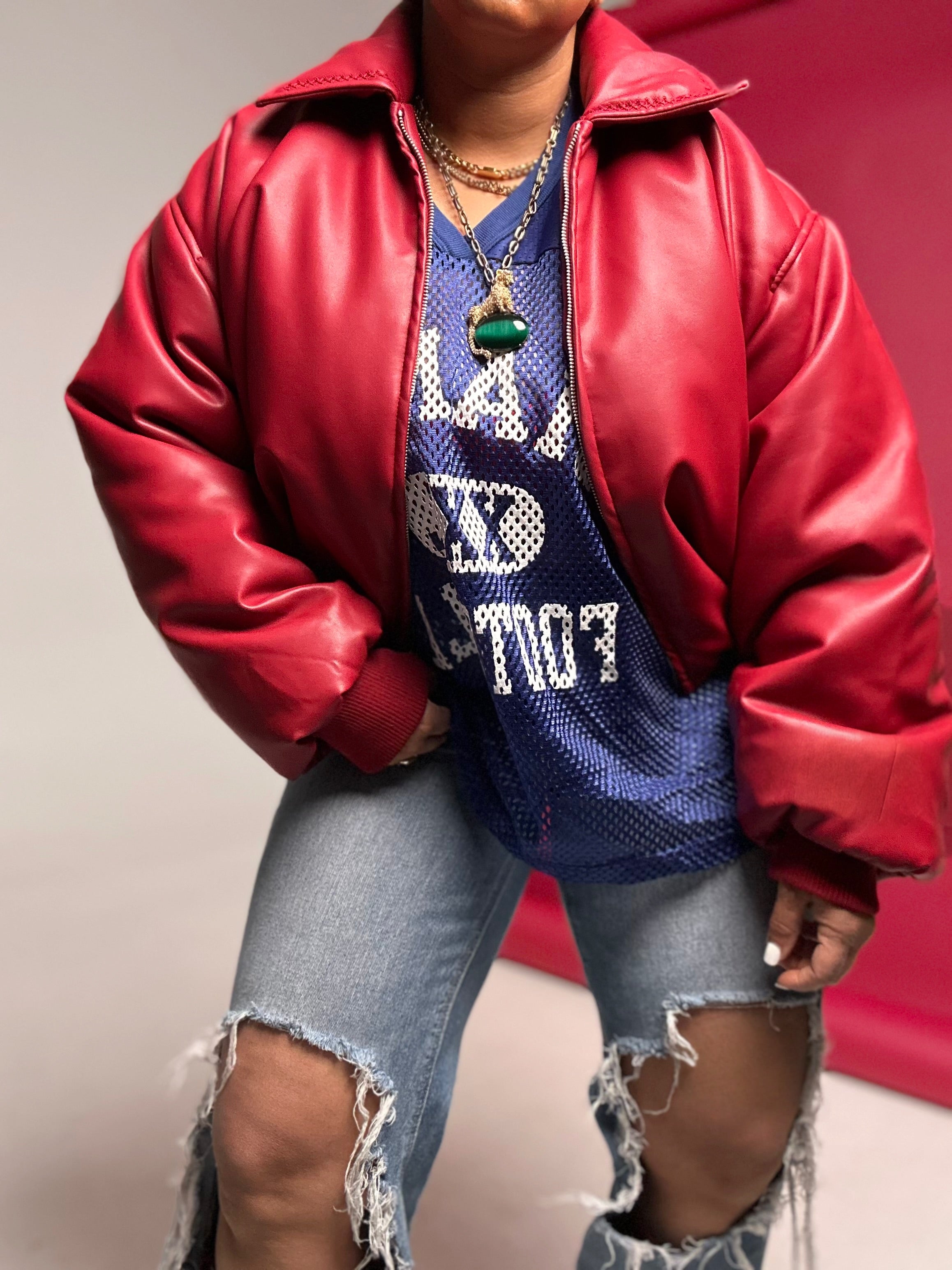 The Lover Vegan Leather Puffer Jacket