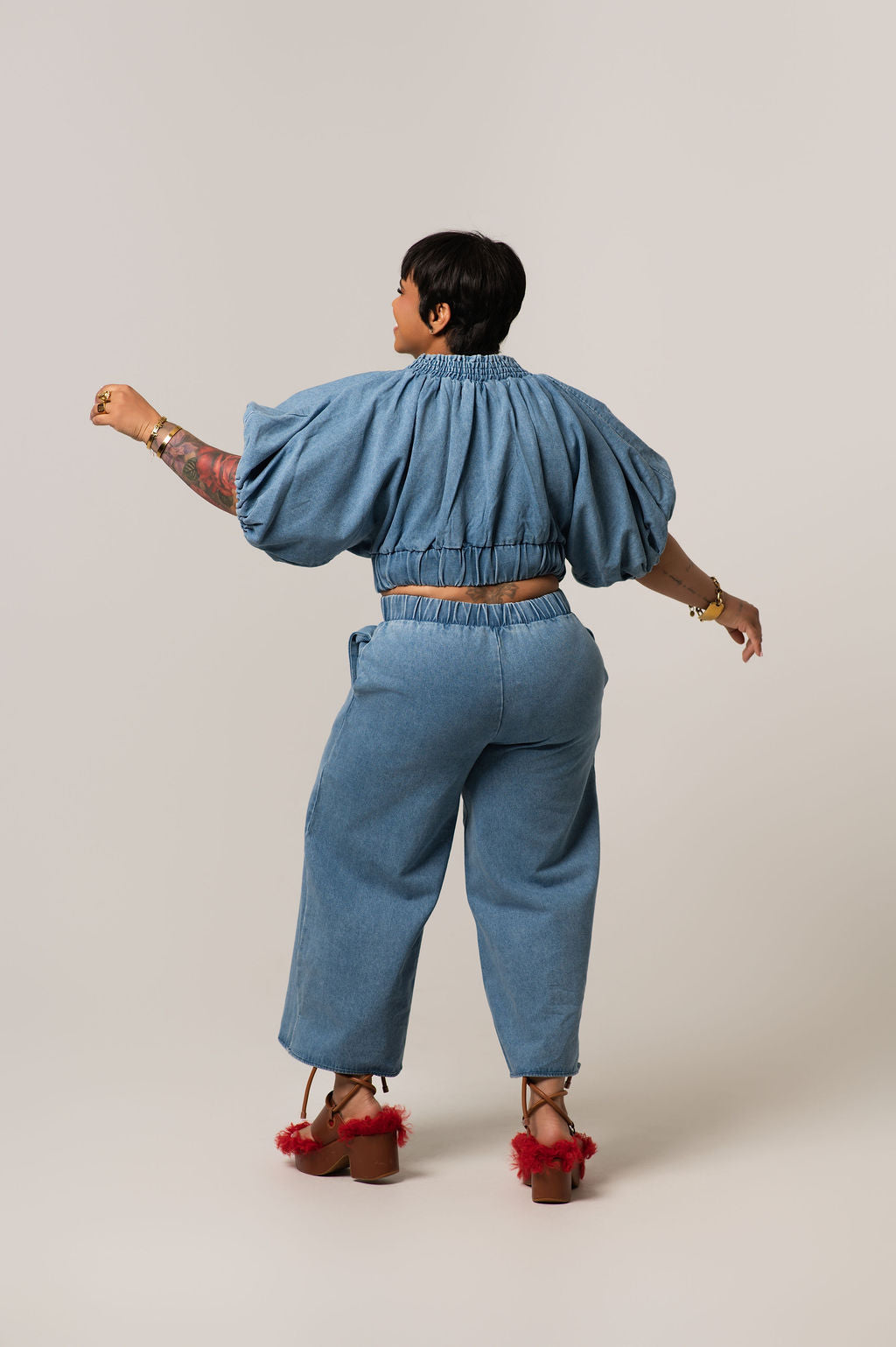 Heather Elastic Waist Jeans