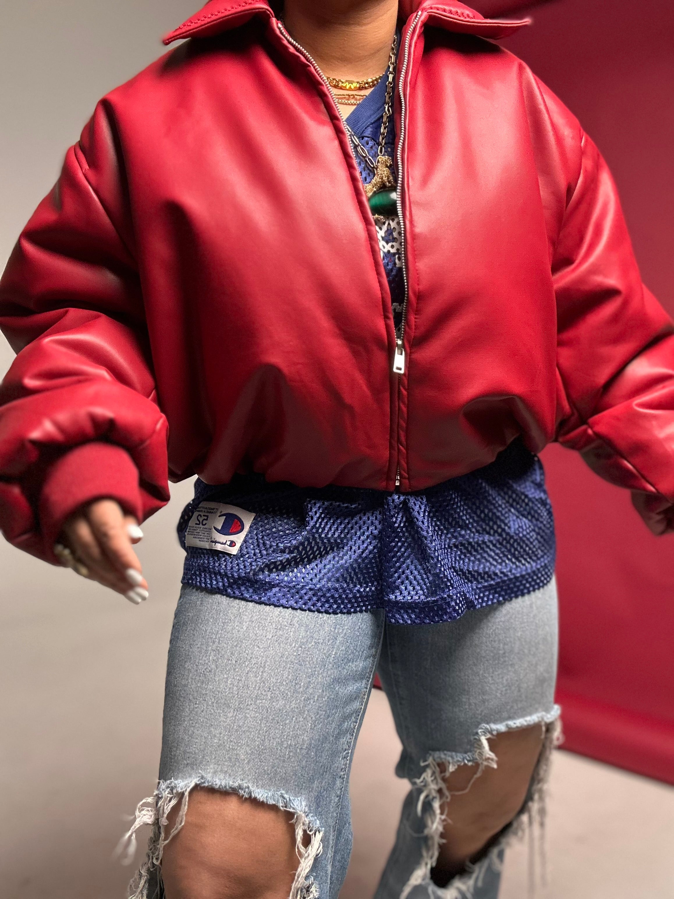The Lover Vegan Leather Puffer Jacket