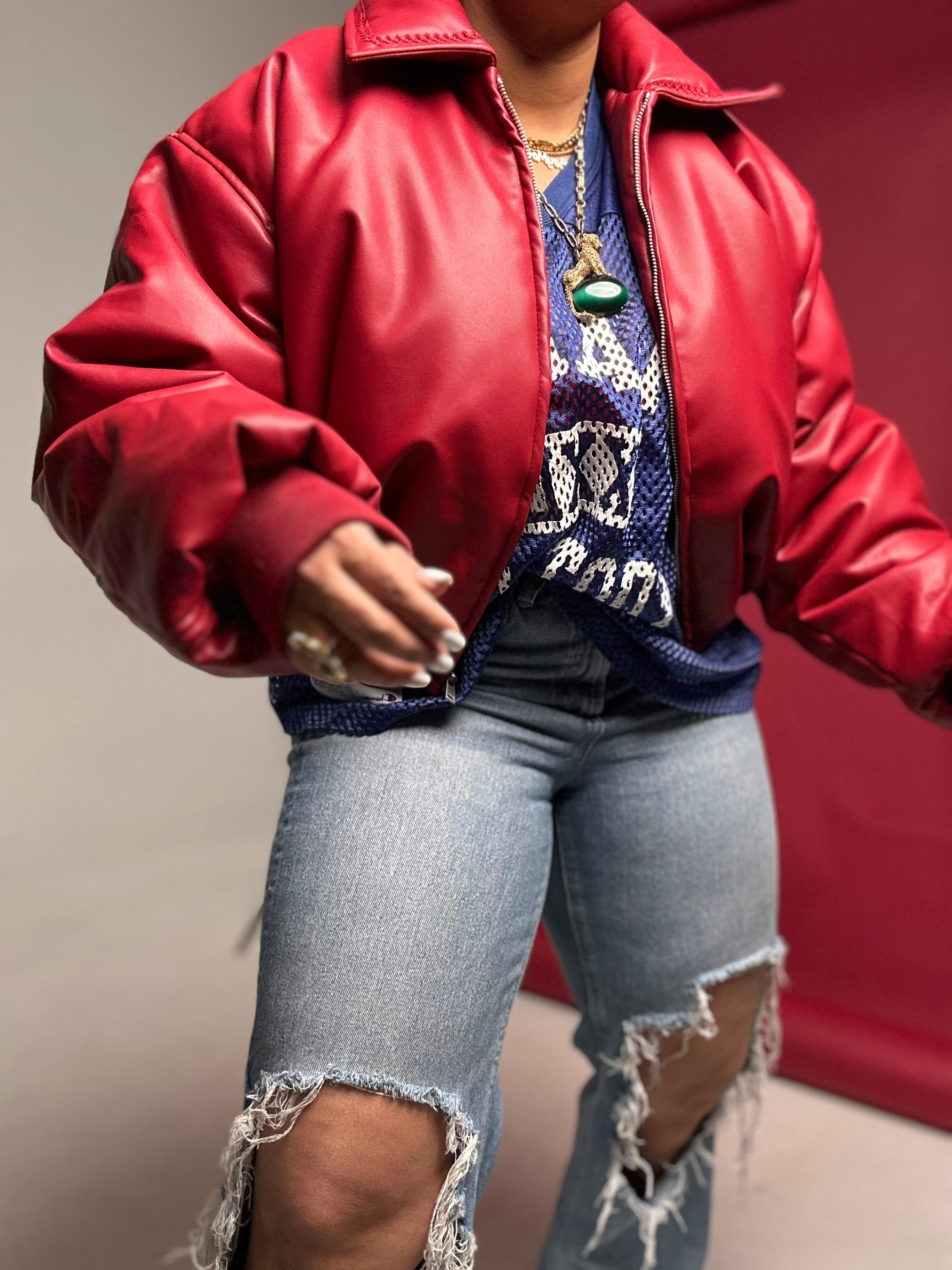 The Lover Vegan Leather Puffer Jacket