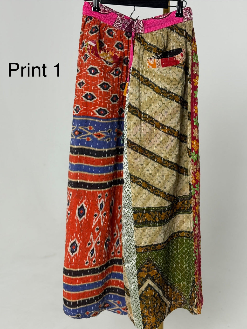 Wide Leg Patchwork Pants