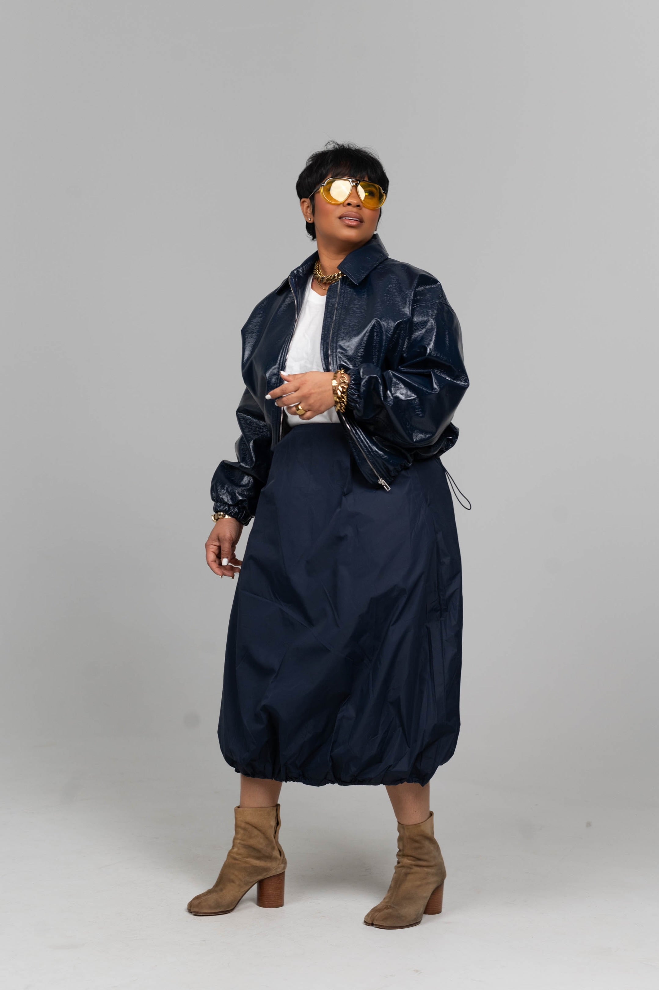 Patent Leather Bomber Jacket