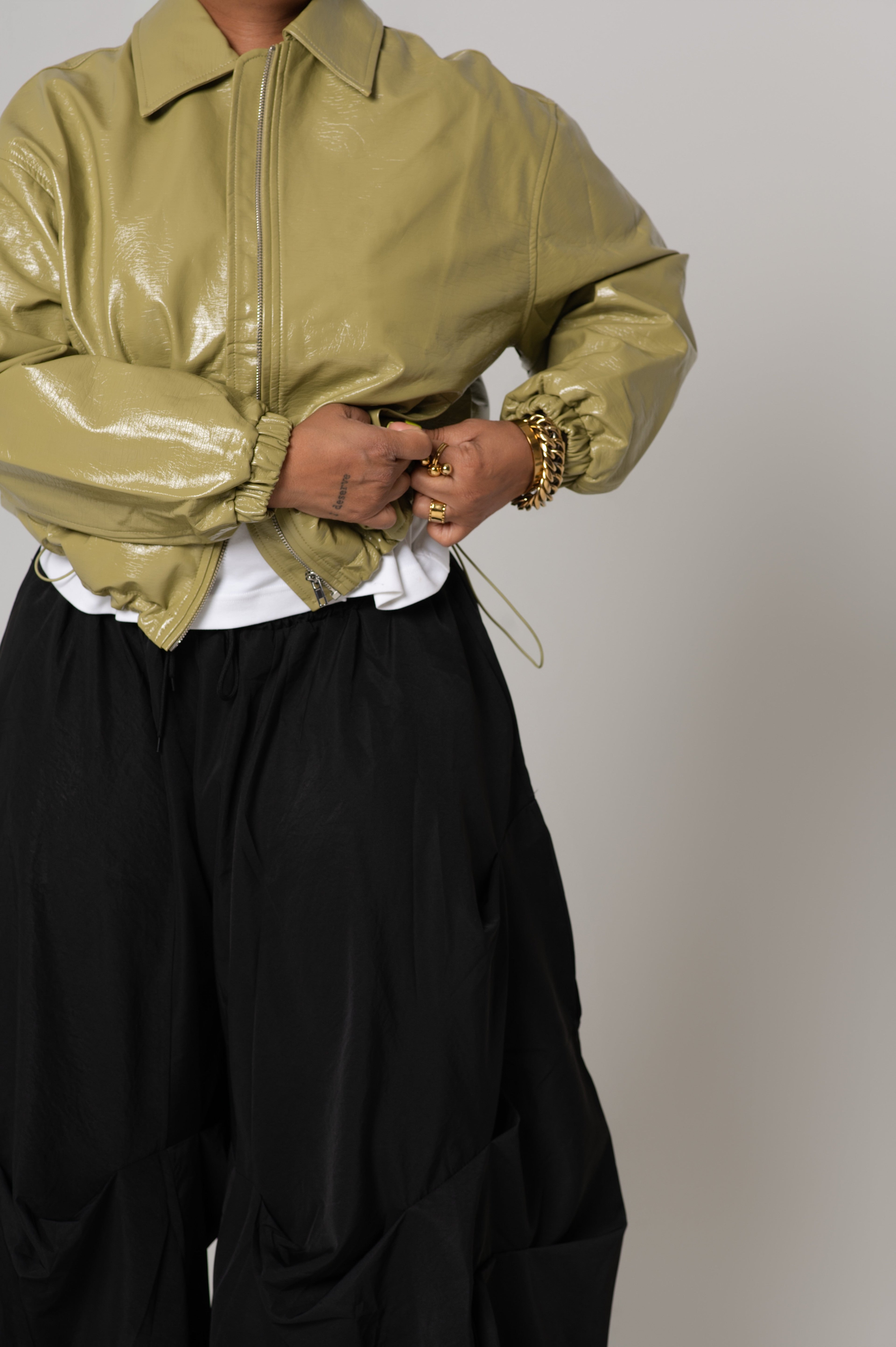 Patent Leather Bomber Jacket