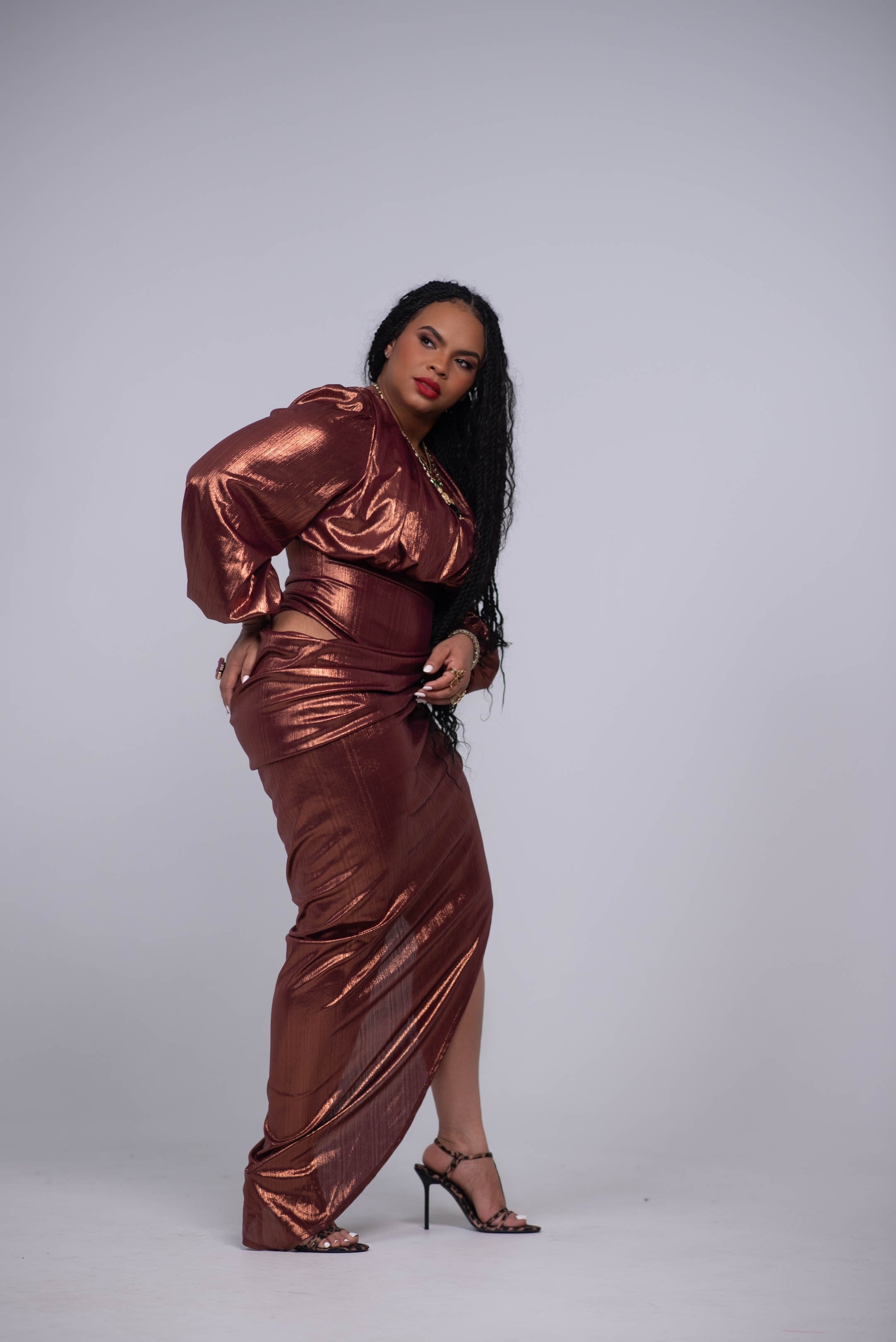 Zena Foil Bodysuit Dress