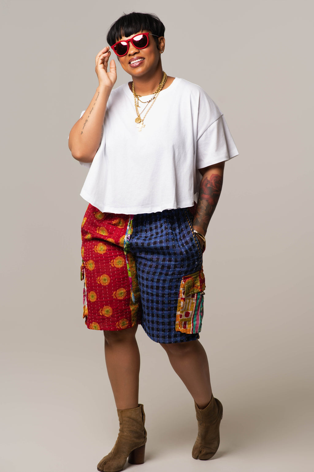 Patchwork Cargo Shorts