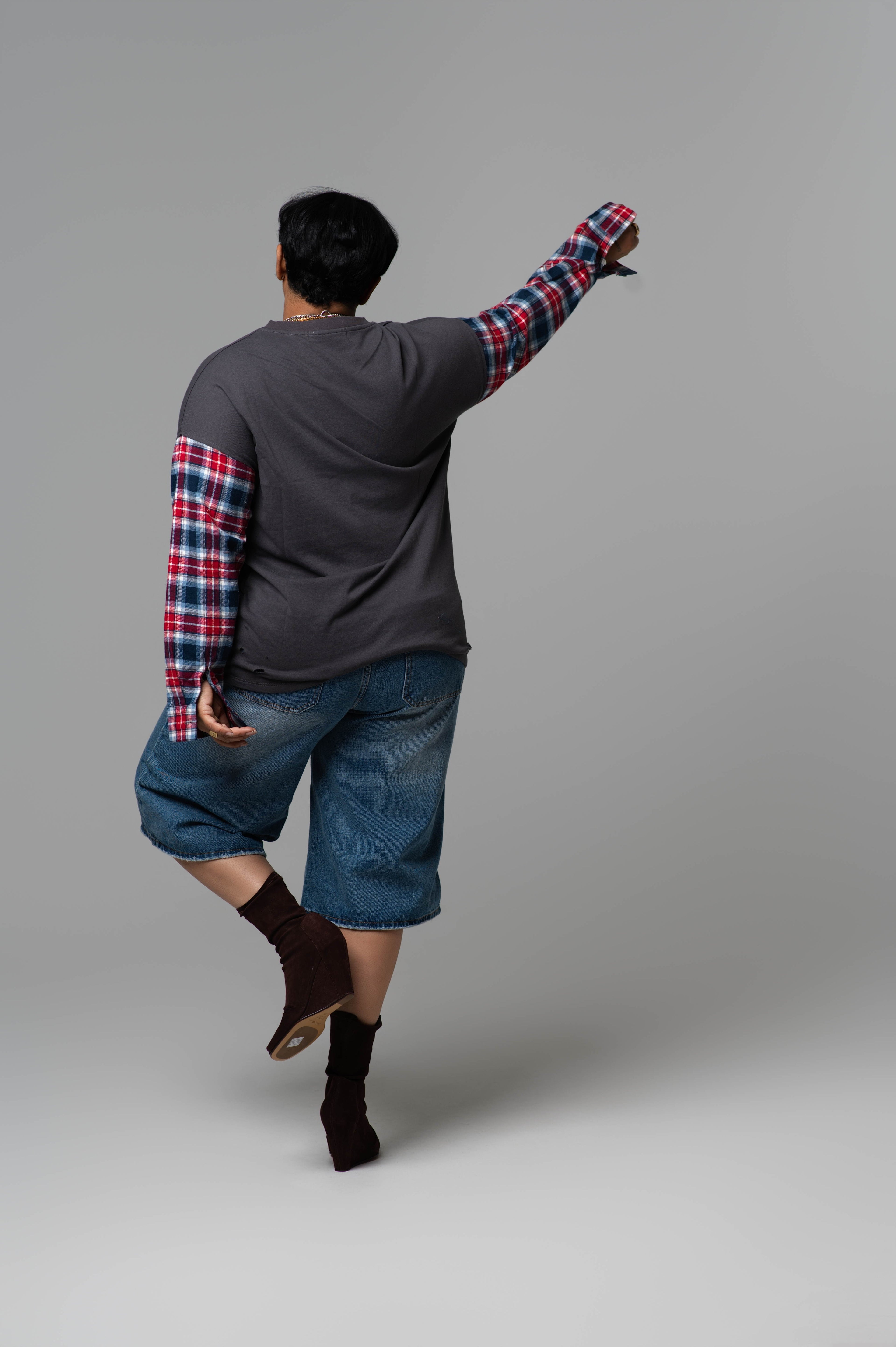 Plaid Sleeve Tee