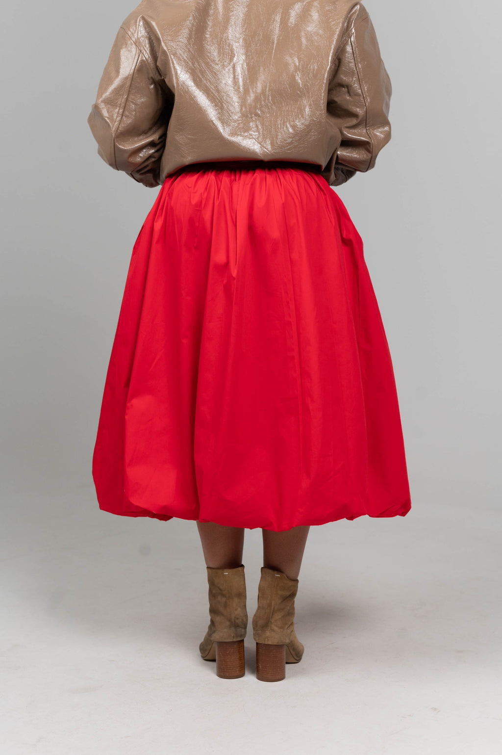 Red Puff Hem Skirt