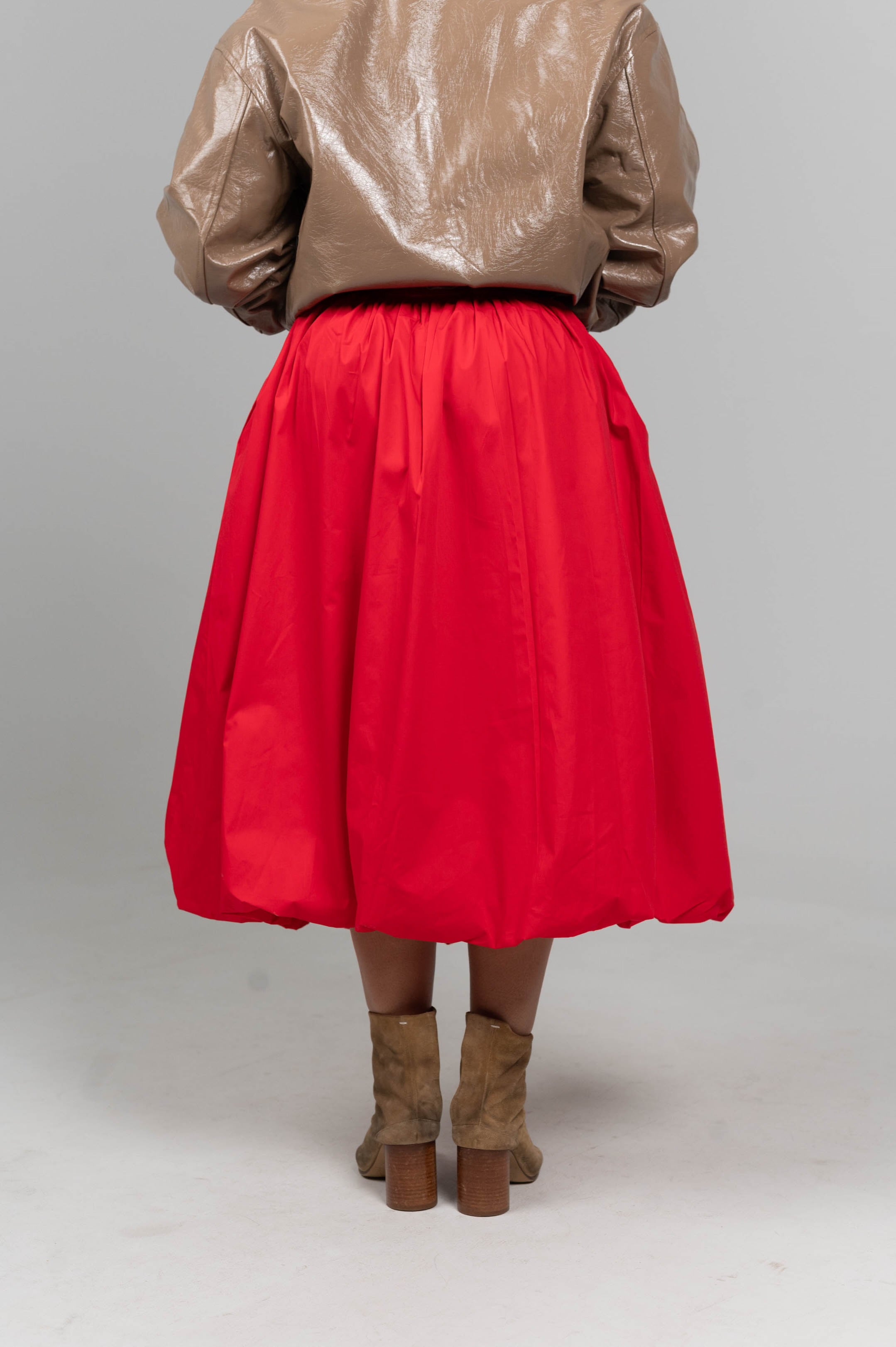 Red Puff Hem Skirt