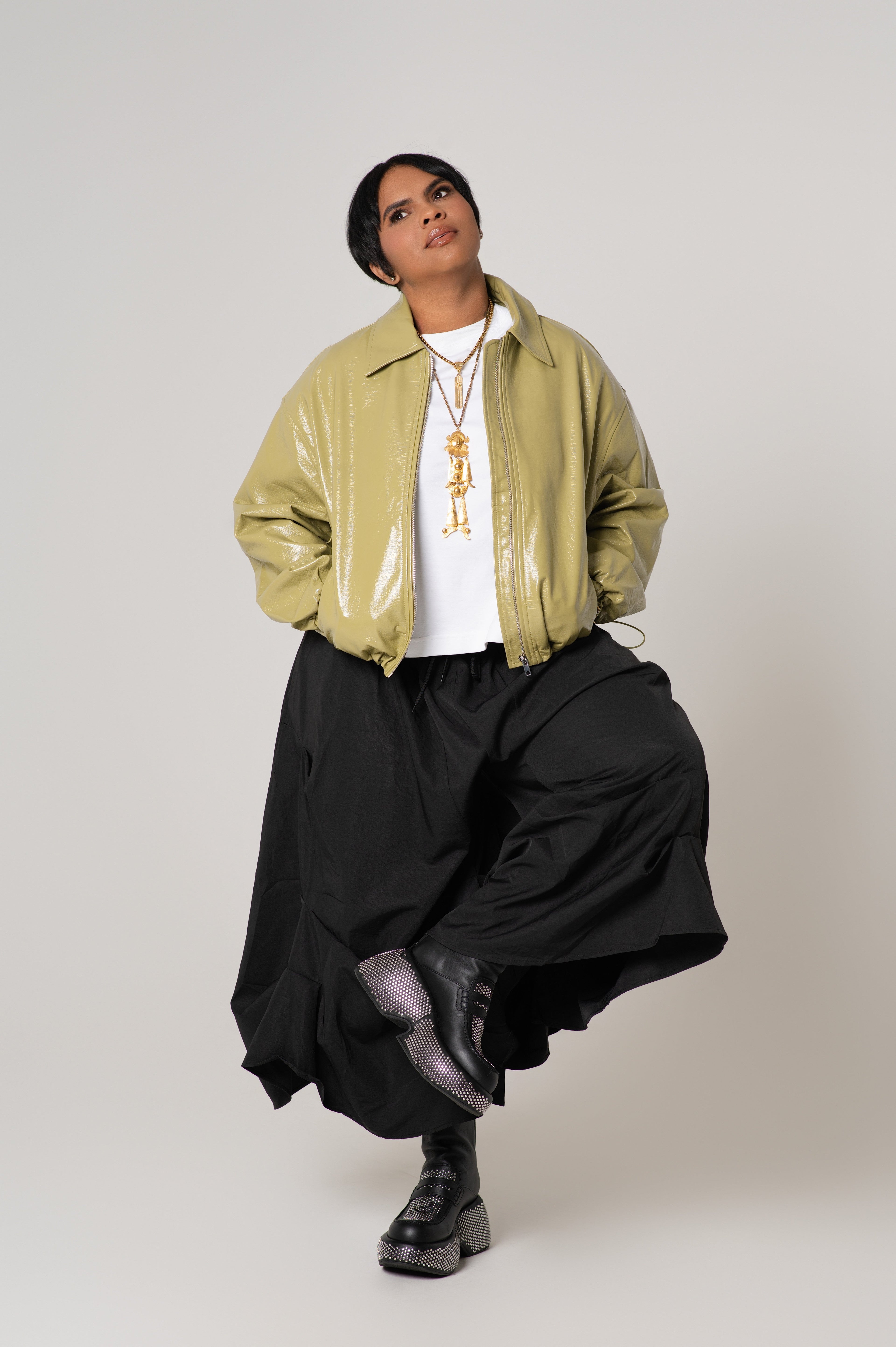 Patent Leather Bomber Jacket