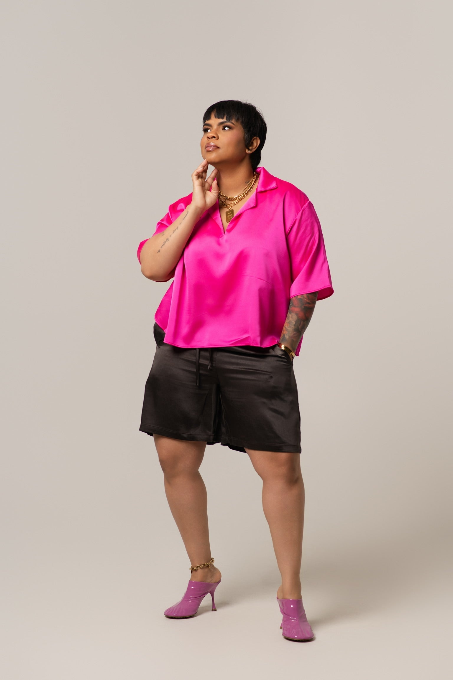 Che Chocolate Satin Shorts