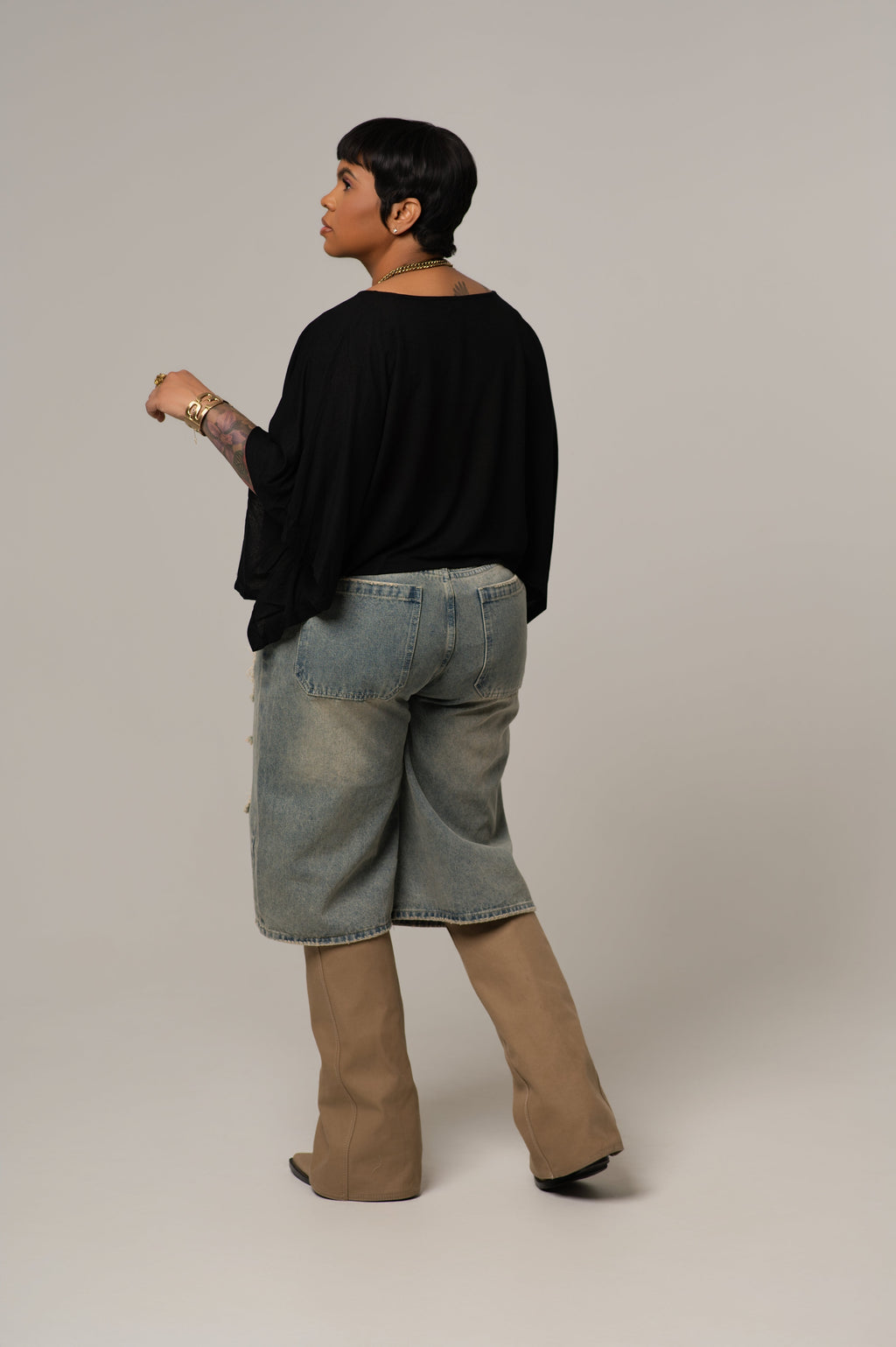 Cropped Cape Style Tee