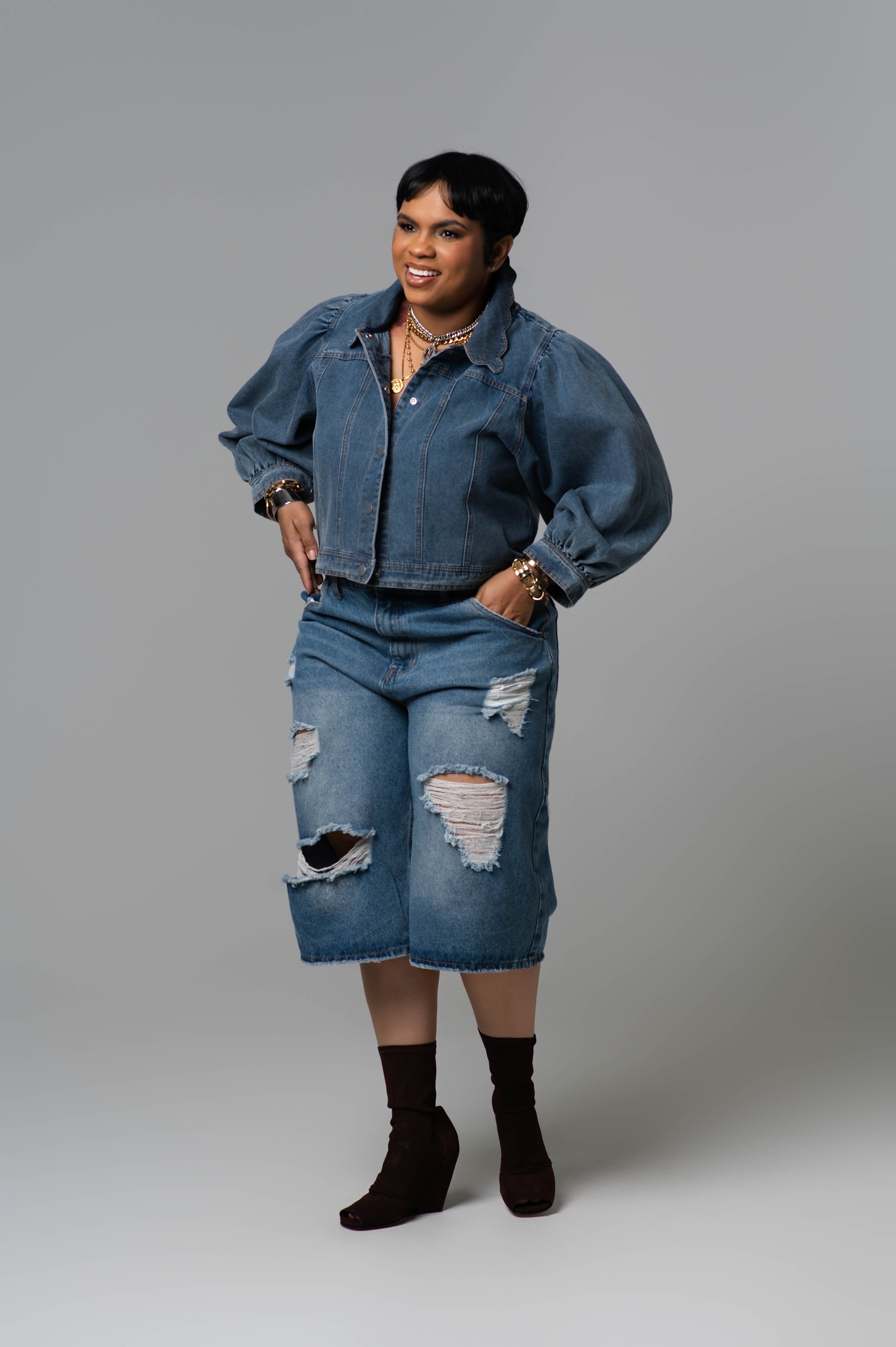Baily Denim Mini Puff Jacket