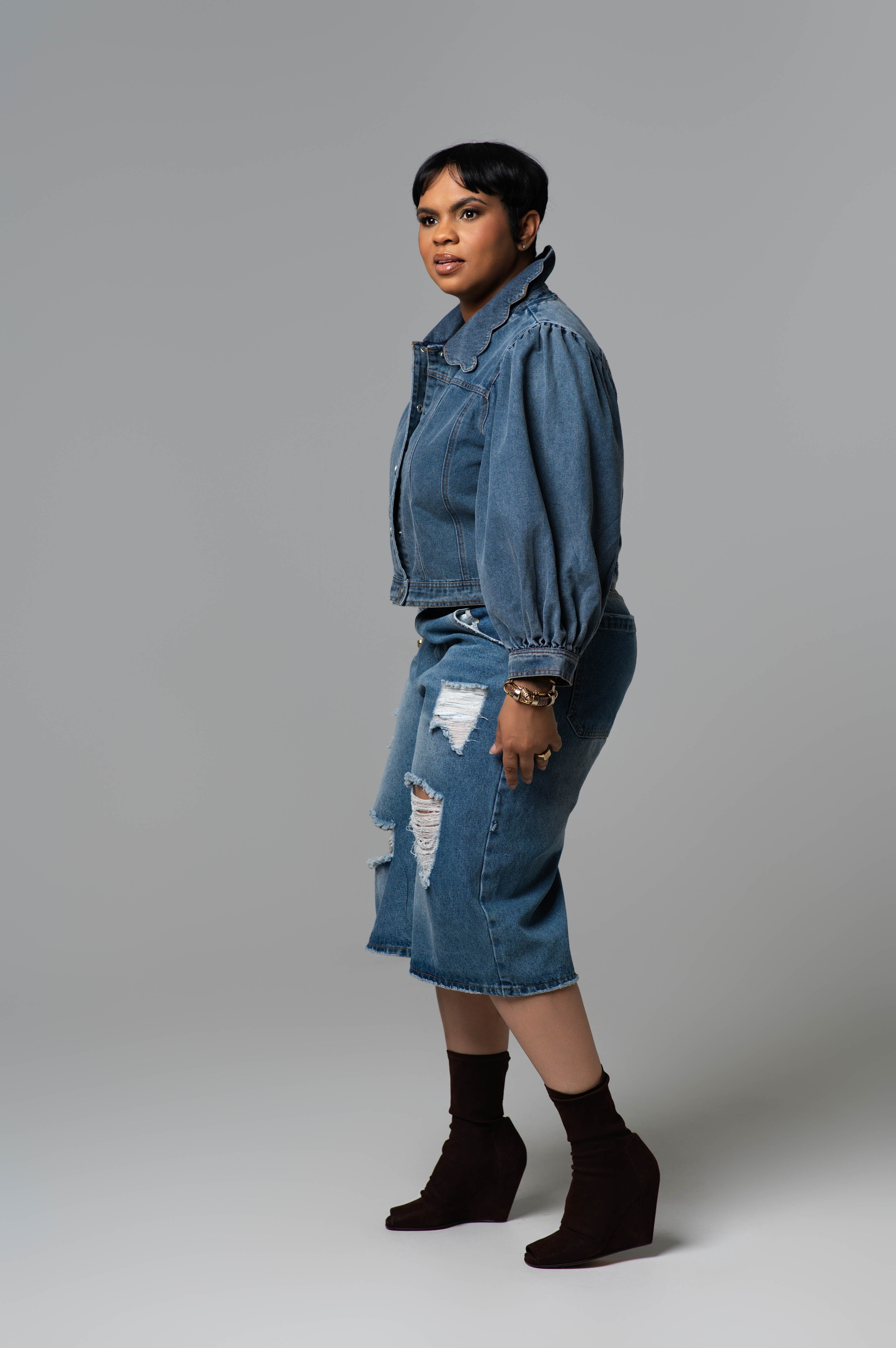 Baily Denim Mini Puff Jacket