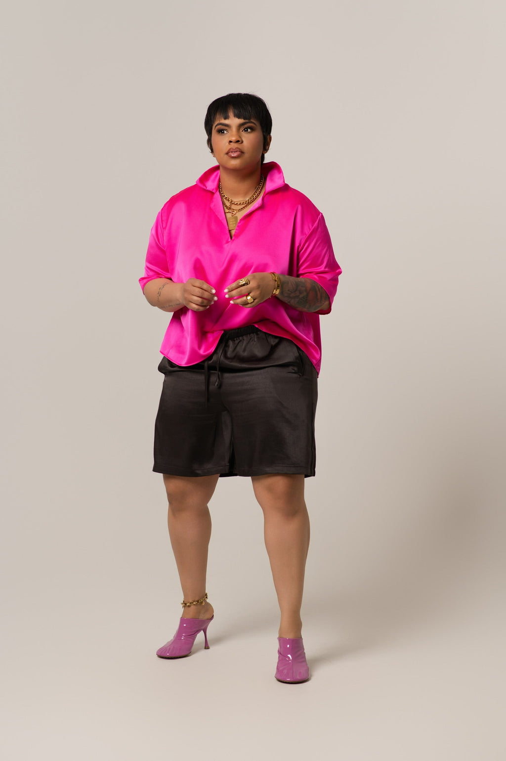 Che Chocolate Satin Shorts